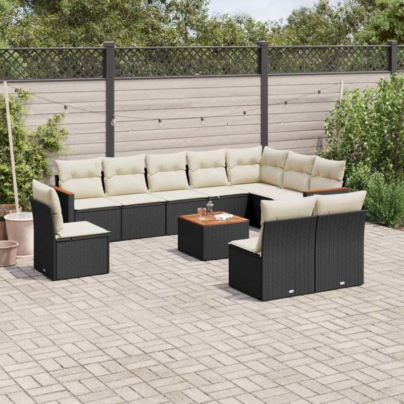 Ensemble de canapé de jardin Vidaxl noir, crème