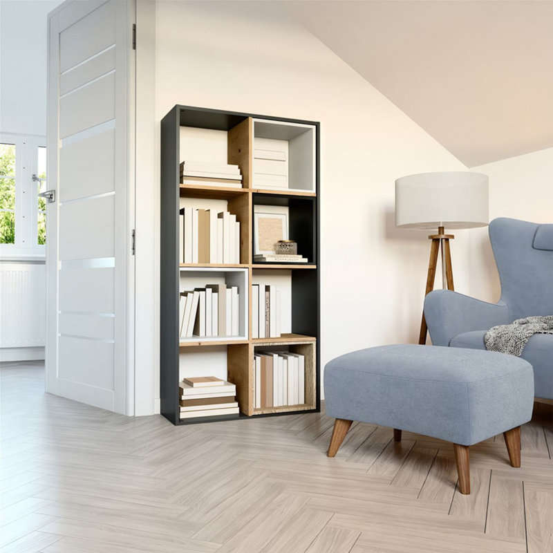75cm H Standard Bookcase, (2 Shelves) 75cmH x 147cmW x 30cmD, Oak Artisan/Anthracite