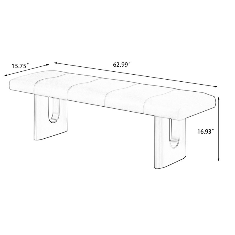 Banc long en cuir brun pour la chambre à coucher et le vestibule, Brun
