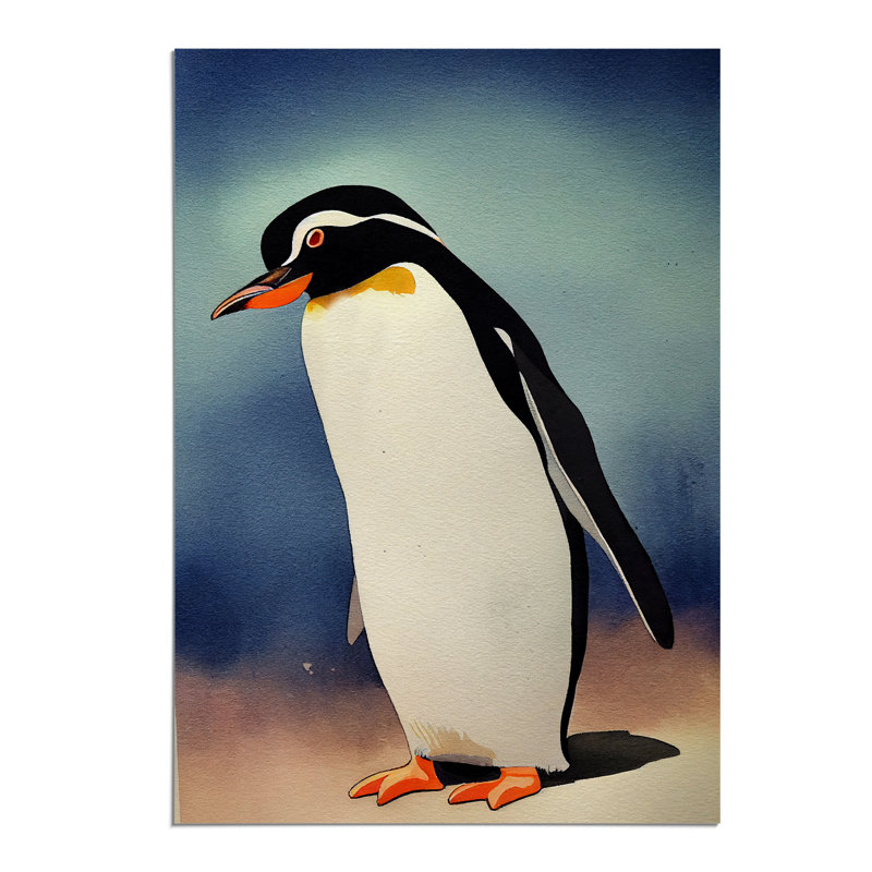 Penguin In Watercolour No.1 - Wall Art, Paper, 42cm H x 29.7cm W, No Matte