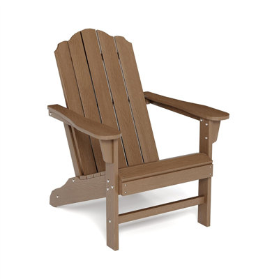 HDPE Adirondack Chair, Wood Texture Patio Furniture, Outdoor Lawn Chair for Garden Backyard Deck Poolside