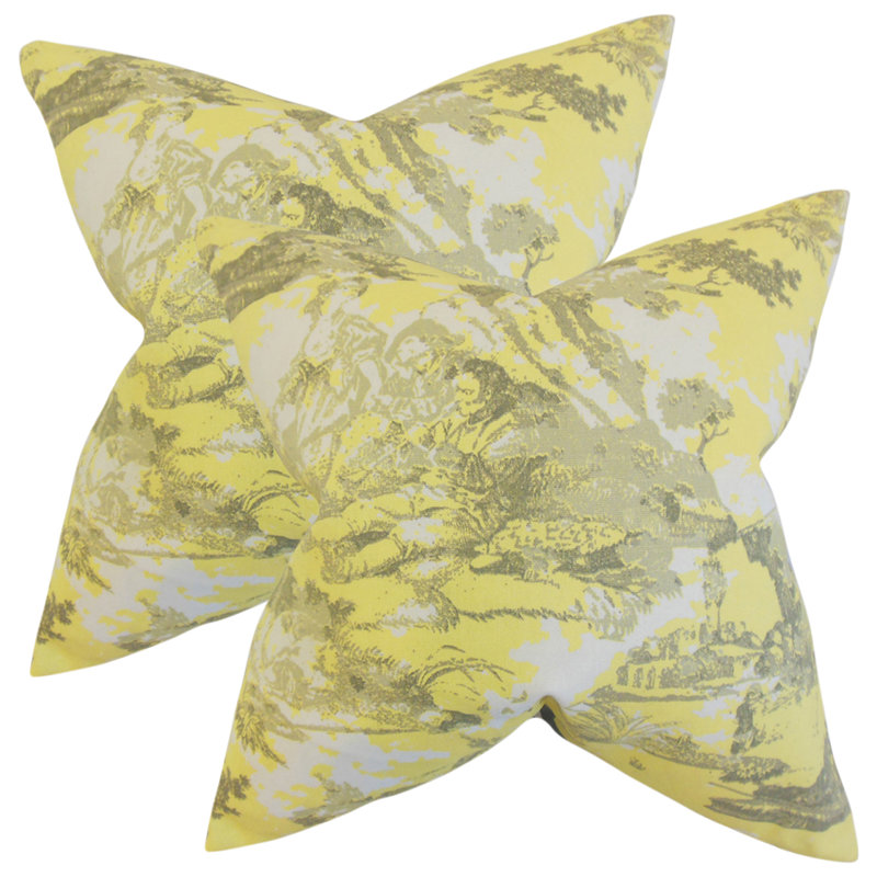 Coussin en coton Toile, Jaune