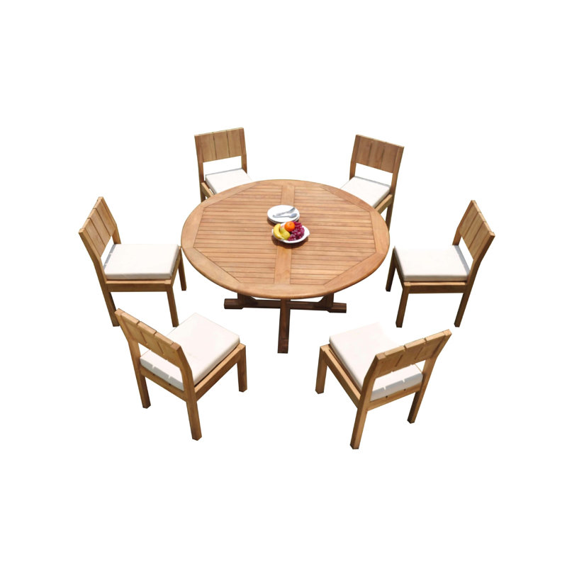 Jones Outdoor 7 - Piece Teak Dining Set, 60" L x 60" W x 30.5" H
