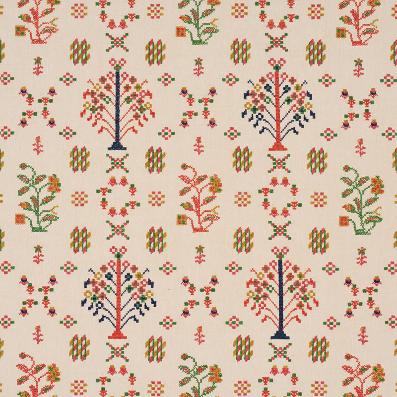 Fairview Cross Stitch Embroidery Fabric, Tan/Red