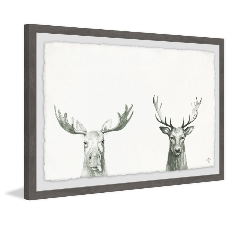 Antler Pair by Marmont Hill - Single Picture Frame Painting, 30cm H x 46cm W