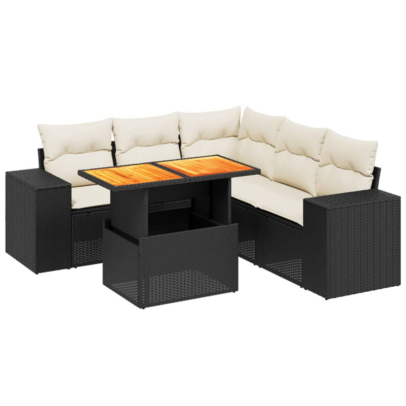  Ensemble de canapé de jardin noir