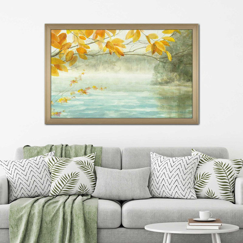 Vue du rivage - Peinture, Encadrement champagne, H 21,5 po x l 27,5 po x P 0,75 po
