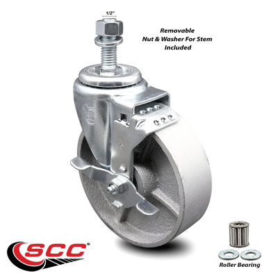 Steel 12MM Threaded Stem Caster Set with Brake