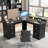 60" Farmhouse L Shaped Executive Desk with Drawers,Wood Home Office Corner Desk 