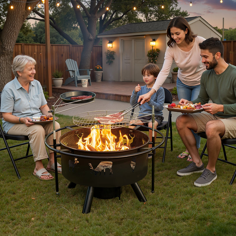 Nayati Round Steel Wood Burning Fire Pit