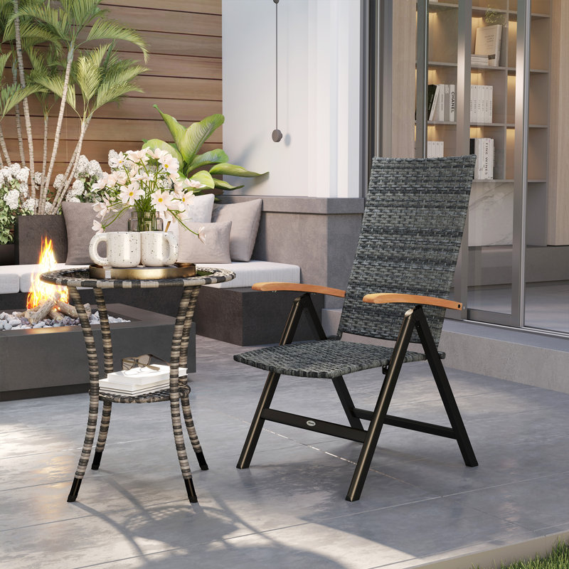 Folding Patio Dining Armchair, Dark Grey