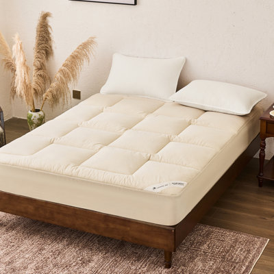 560 GSM Machine Washable 51% Australian Wool Mattress Pad Queen, Off White