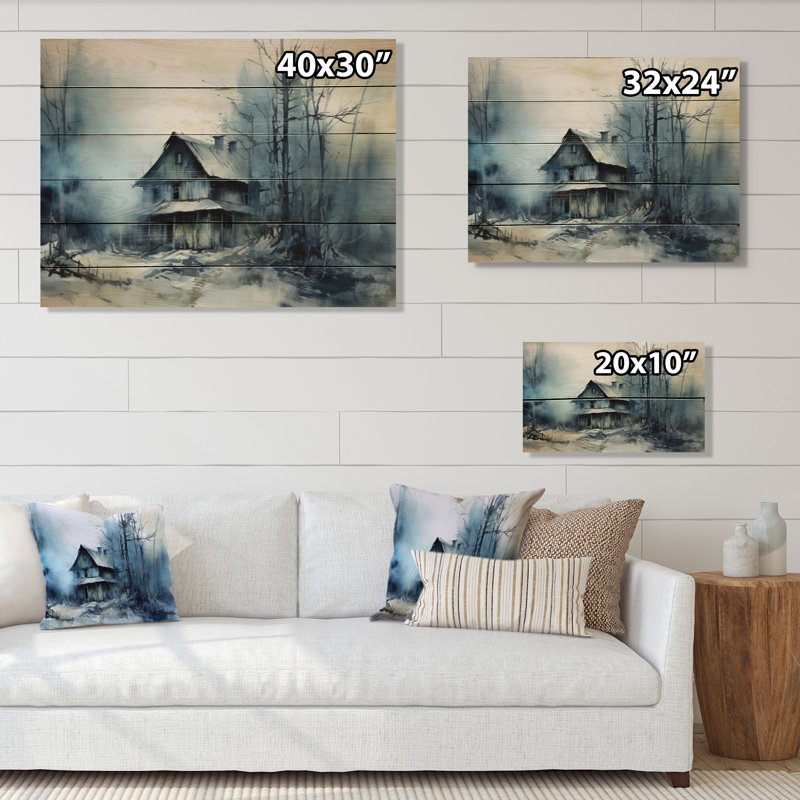 Hiver, neige, merveilles I sur bois, H 10 po x l 20 po x P 0,78 po