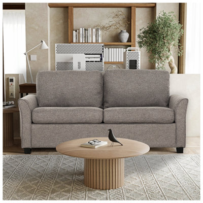 Modern Convertible Sleeper Sofa with USB Ports, Dark Grey Linen Upholstery and Metal Frame