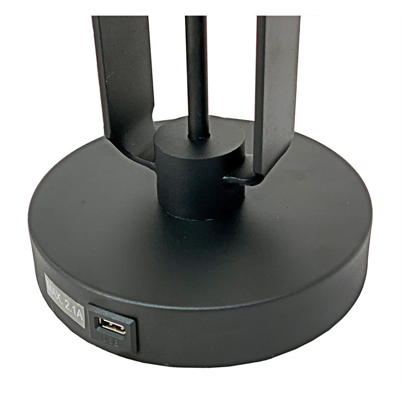 Lampe de table moderne avec ampoule Edison, port de charge USB et cadre en métal durable