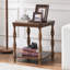 Table de bout en bois l 20 po avec pieds tournés et tablette inférieure, style traditionnel