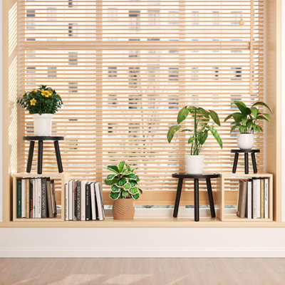 Paquet de 3 supports à plantes d'intérieur en bois