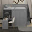 Lit mezzanine double avec garde-robe, bureau et tablettes-390012856