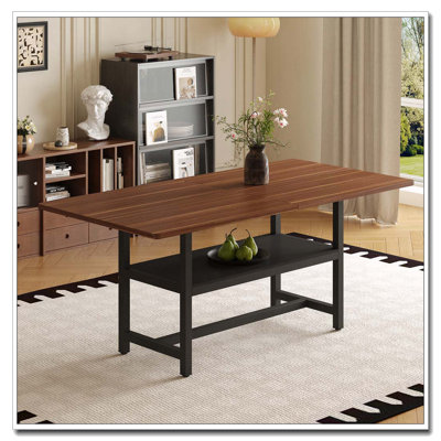 71"Long Dining Table With Shelf Storage
