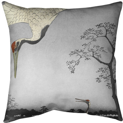 Housse de coussin en jeté japonaise grues