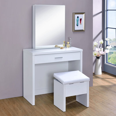 Walsh White Makeup Vanity Table with Mirror And Stool
