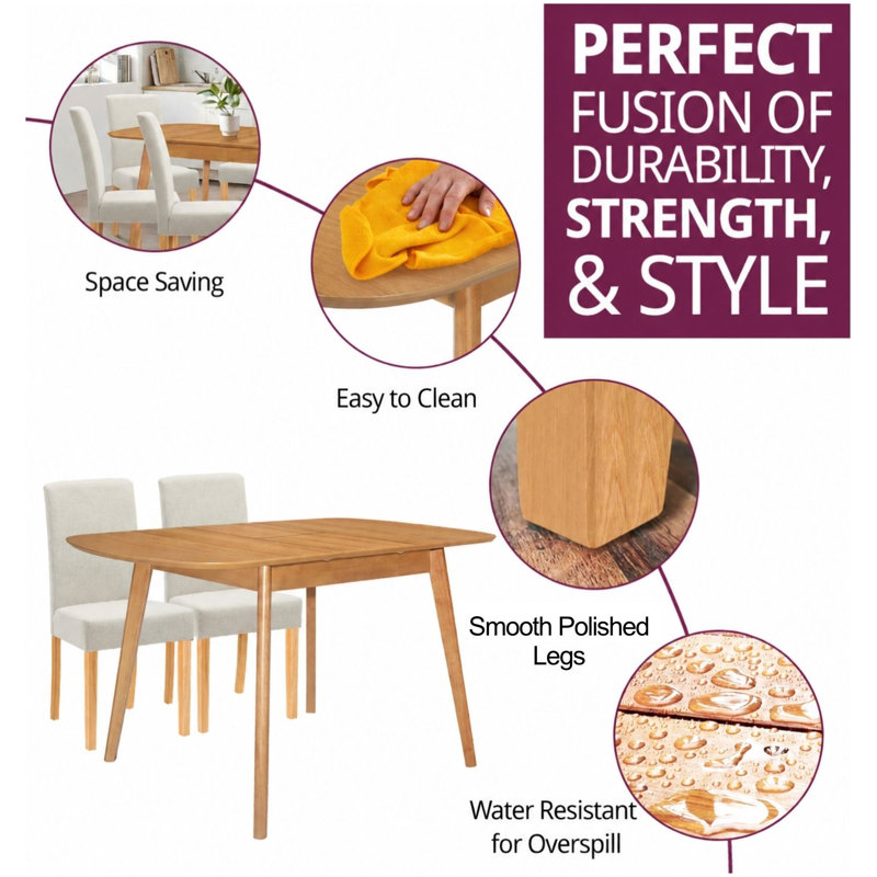 Balani 6 -Person Butterfly Leaf Dining Set, Beige
