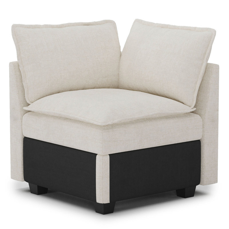 Fauteuil d'angle sans accoudoirs en Lille Chenille, Chenille beige