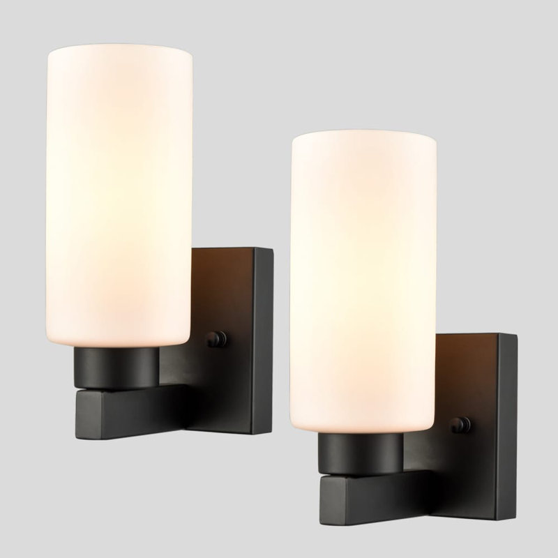 Applique murale pour salle de bain 2 lumières Lensing, Matte Black
