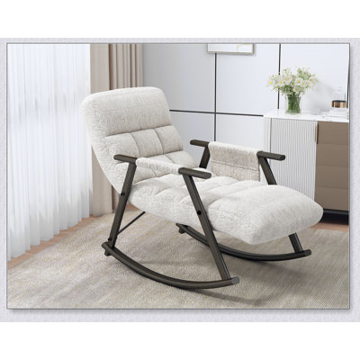 Chaise berçante pliante décontractée rembourrée, chaise berçante de détente réglable à haut dossier et repose-pieds