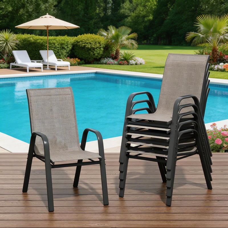 Stackable Dining Chairs , 300lb Capacity, All Weather, Brown