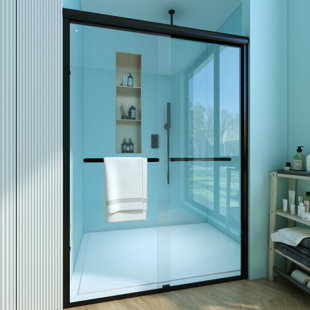 Porte de douche coulissante double demi-cadre l 50 "- 54" x H 72 "