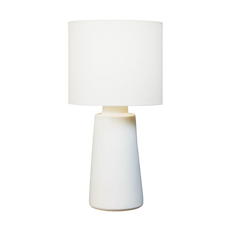 Lampe de table moyenne 1 lumière Jathan, Nouveau blanc, H 27,38 po x l 14 po x P 14 po
