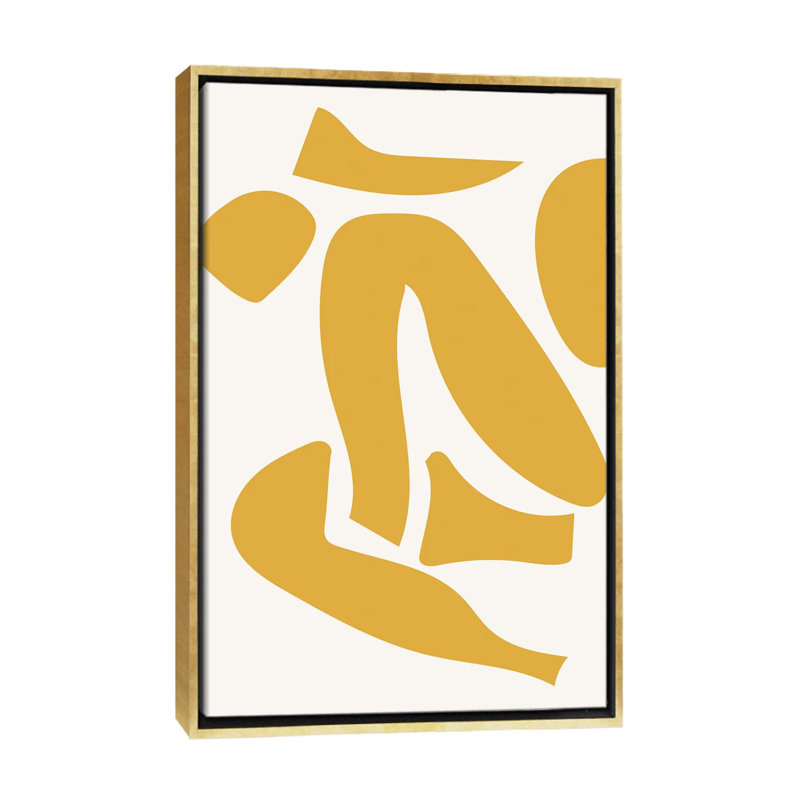 « Déconstruit jaune » par Mambo art studio-impression, H 60 po x l 40po x P 1,5 po, Pas de tapis, Toile encadrée d'or