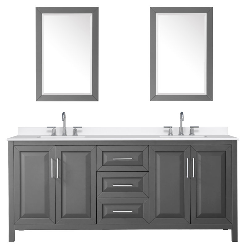 Daria 80'' W Vanity, Polished Chrome, Gray, Giotto Quartz