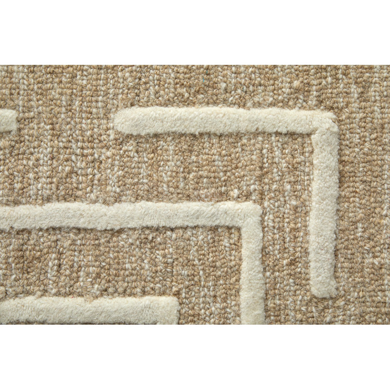 Fenner Transitional Geometric, Taupe/Ivory Area Rug, Rectangle 9'6" x 13'6"