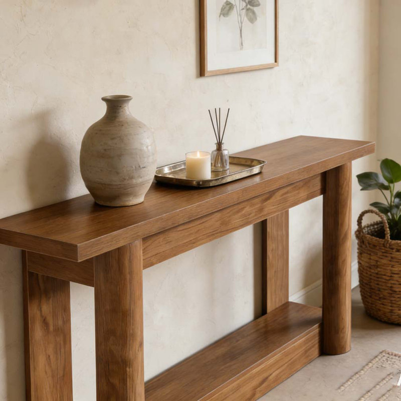 Table d'entrée, console à 2 niveaux, Brun