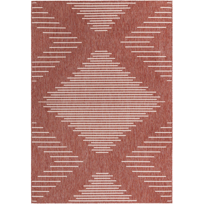 Tapis géométrique en polypropylène tissé à la machine Wallington, Rectangle 7 pi x 10 pi