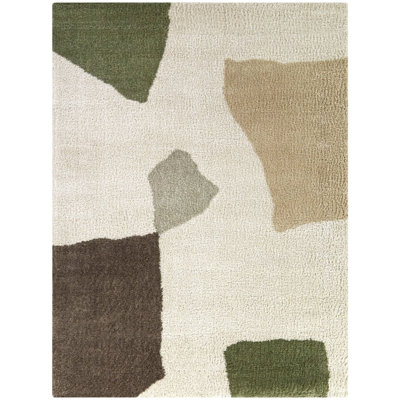 Tapis crème abstrait recyclé tissé à la machine 7 pi 10 po x 10 pi Lomar
