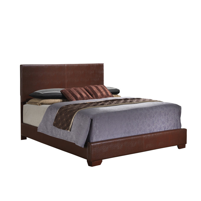 Upholstered Low Profile Standard Bed, Queen, Tan