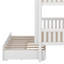 Lit superposé House avec lit gigogne et tiroirs, lit superposé simple au-dessus d'un lit simple avec toit, lit superposé en bois
