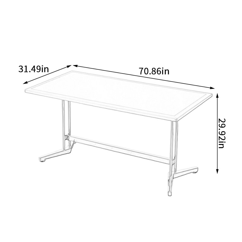 Conception créative du bureau rectangulaire moderne, H 29,92 po x l 70,86 po x P 31,49 po