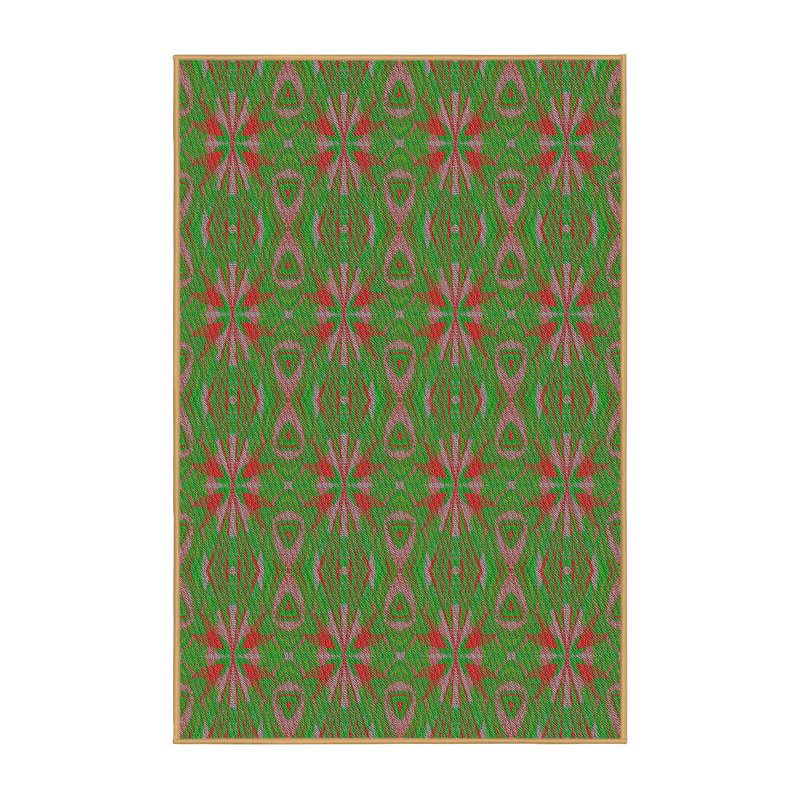 Tapis vert/rouge à motifs, Rectangle 5 pi x 7 pi