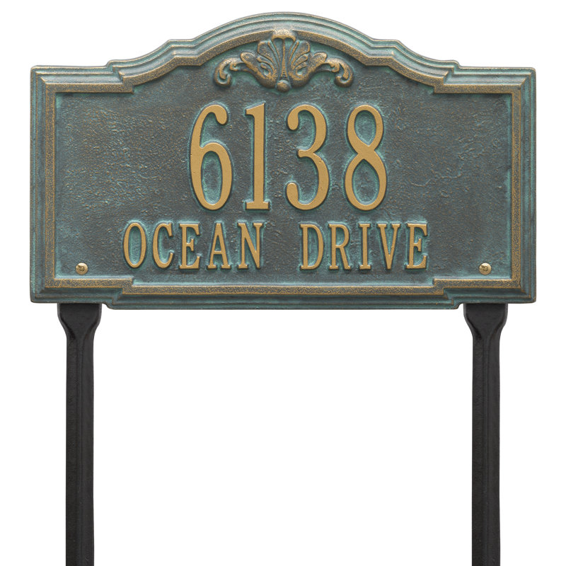 Gatewood Personalized Standard 2-Line Lawn Address Sign, Yes, Bronze/Verdigris