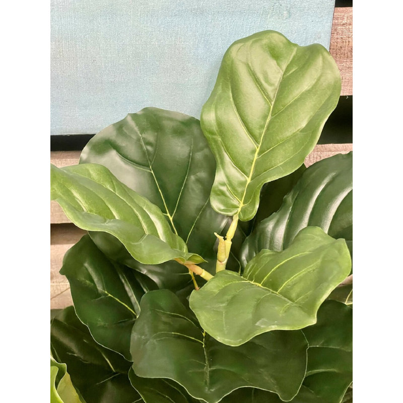 Faux Fiddle Leaf Fig Plant in Basket, 48" H x 24" W x 18" D