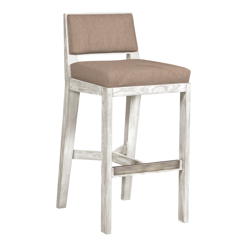 Scoville By Thom Filicia Upholstered Counter Stool with Solid Wood Frame, Casa Blanca, Navada Mushroom