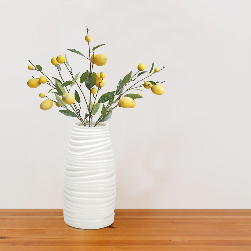 Ceramic / Porcelain Floor Vase, White, Small (12.75" H x 6.5" W x 6.5" D)