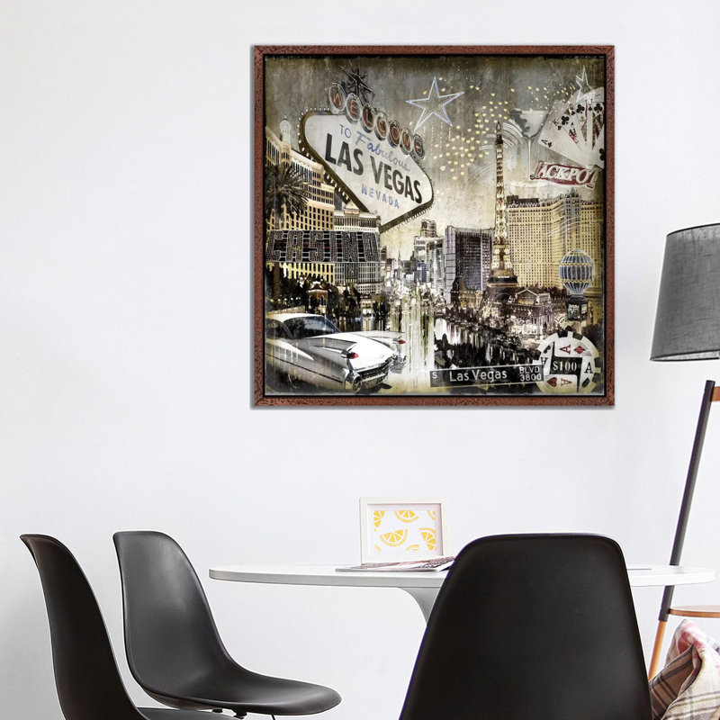 Las Vegas by Dylan Matthews - Single Picture Frame Print on Canvas, 93.98 cm H x 93.98 cm W, Brown Framed