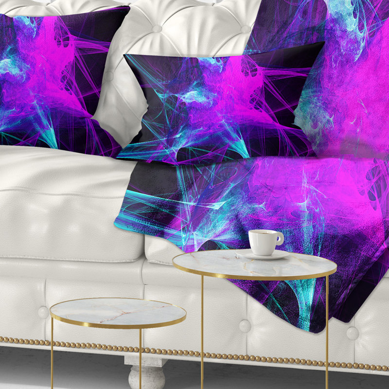 Boule de fumée brillante - coussin imprimé abstrait, Rectangle, Mauve / Noir, 12 po x 20 po