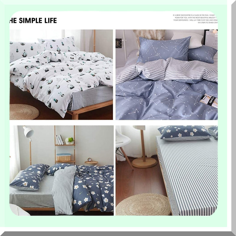 Breathable Cotton Stripe Fitted Sheet - Deep Pocket Single Bottom Sheet - Soft & Cozy Bedding - Striped Bed Sheet Without Pillowcases - 15" Pocket