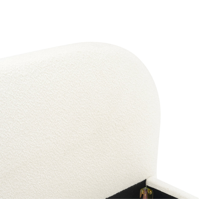 Lit tapissier en tissu de style crème, lit double simple pour chambre moderne